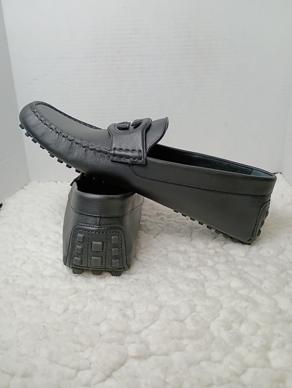 Gucci Ayrton Interlocking G Leather Drivers Black Loafers Mens 12 NWOB Italy - Picture 6 of 14